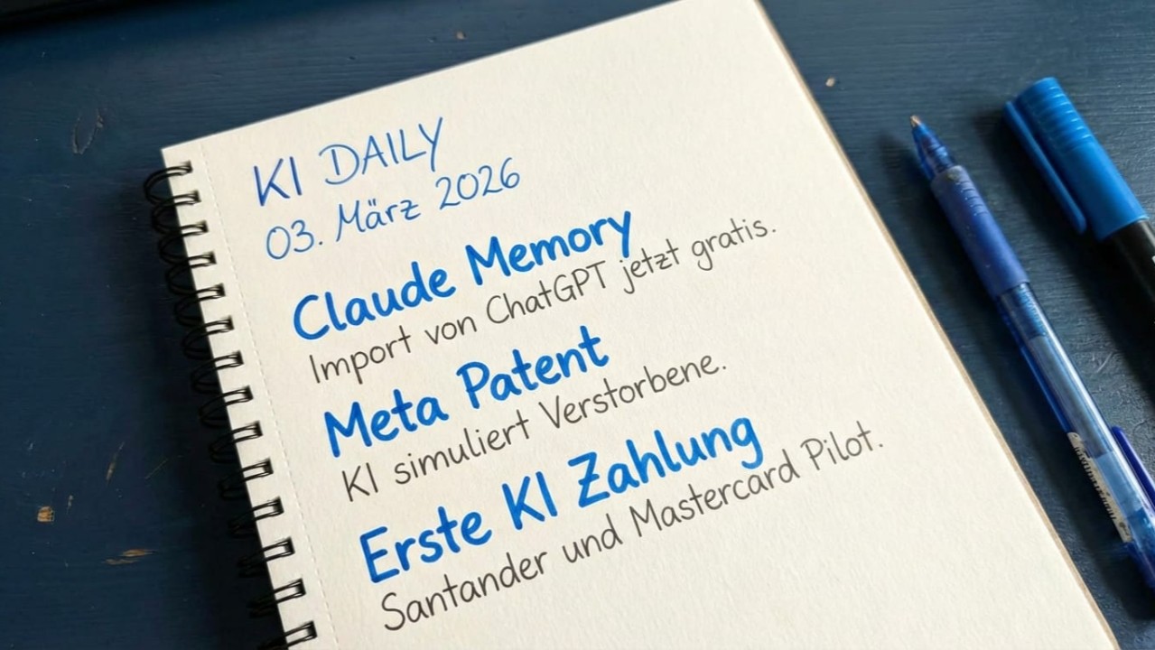 KI Update 3. März 2026 – Claude Memory, Meta Patent, Erste KI Zahlung